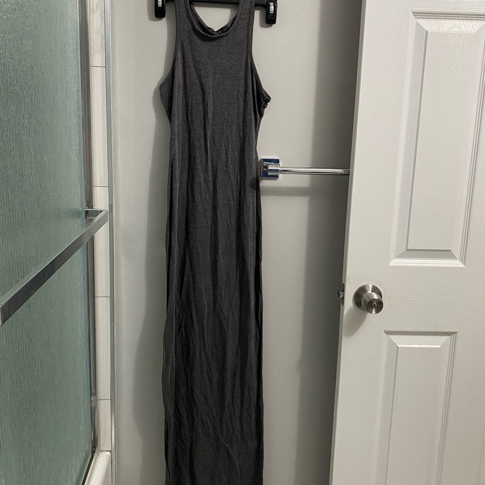 “Tall” skin tight maxi dress, dark grey.